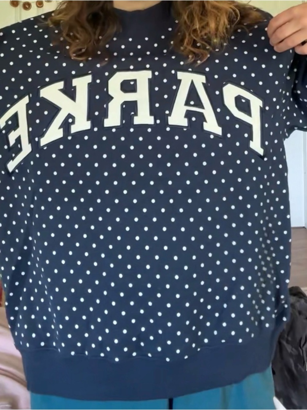 Parker Navy Polka Dot Pullover Sweatshirt